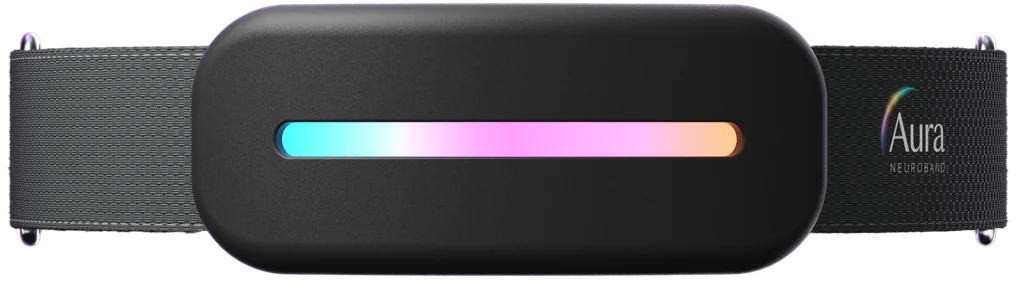 The Aura Neuroband, light strip lit